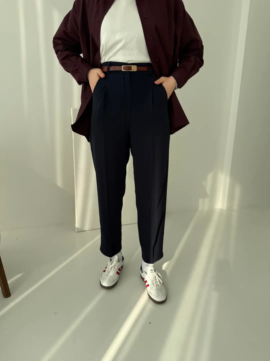 Kemerli Kumaş Pantolon Lacivert - Görsel 3