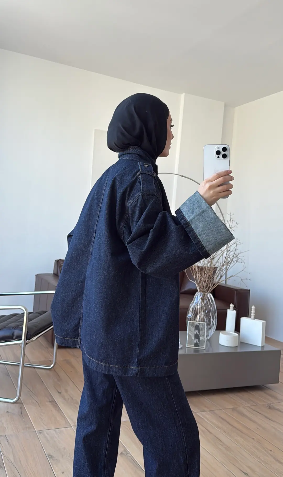 Kemerli Lacivert Denim Takım - Görsel 3