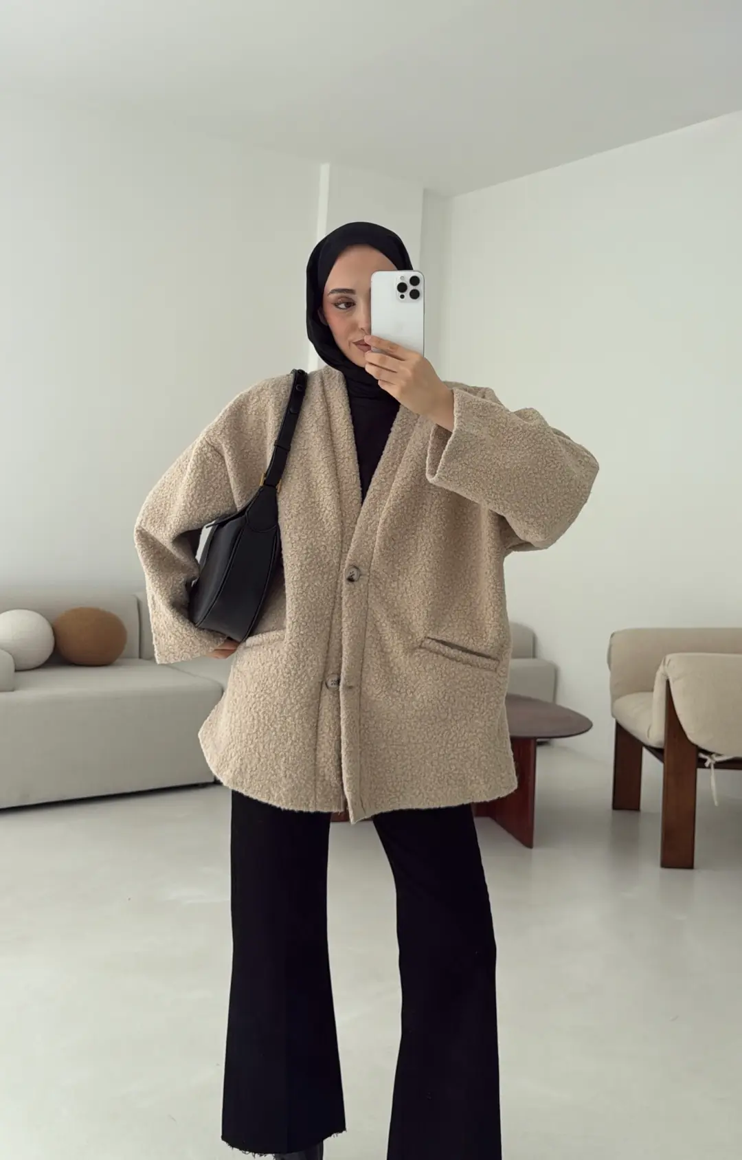 Kemerli Buklet Ceket Bej - Görsel 5