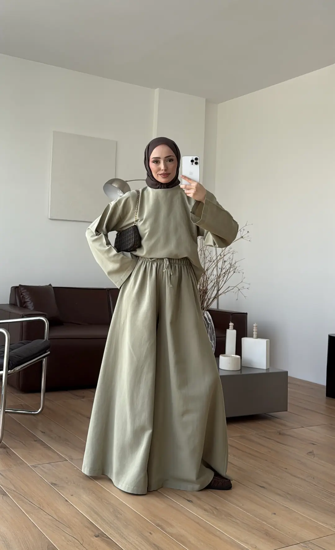 Keten Bol Paça Buluz Takım Çağla Yeşili - Görsel 4