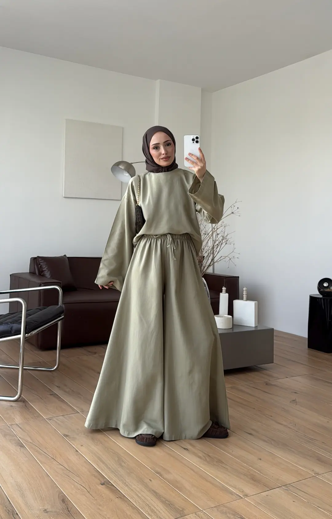 Keten Bol Paça Buluz Takım Çağla Yeşili - Görsel 6