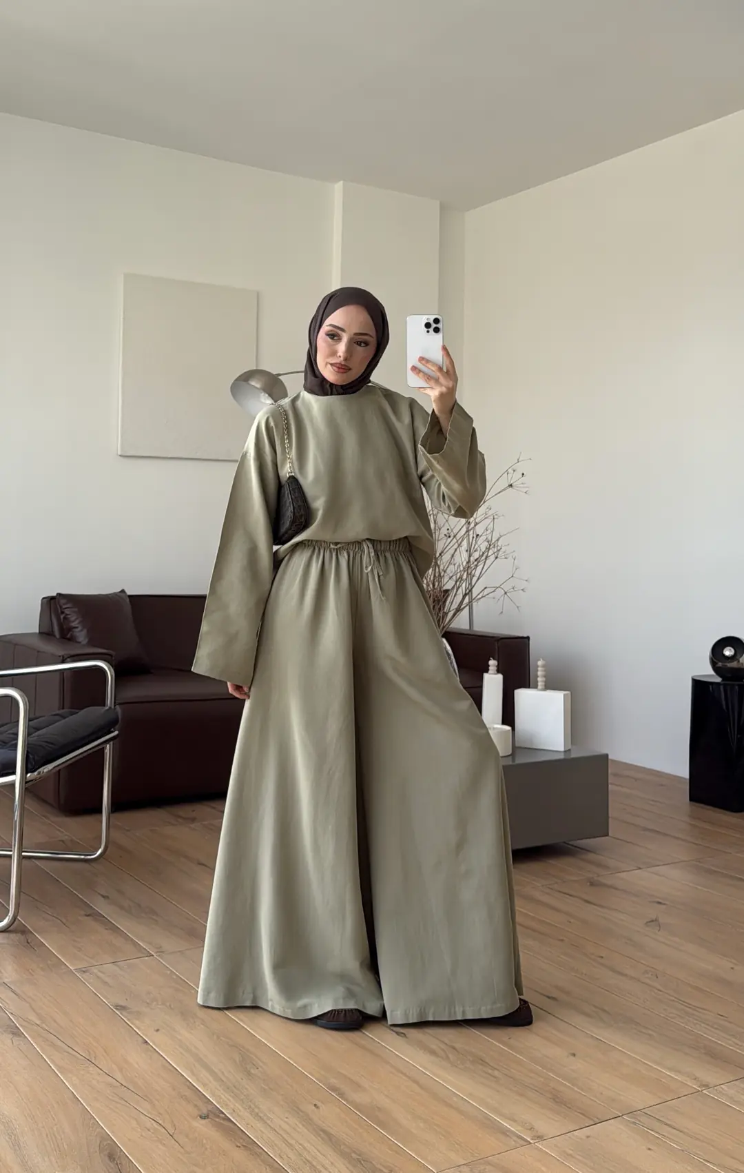 Keten Bol Paça Buluz Takım Çağla Yeşili - Görsel 8