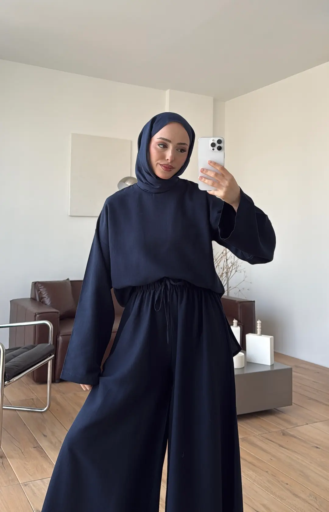 Keten Bol Paça Buluz Takım Lacivert - Görsel 10