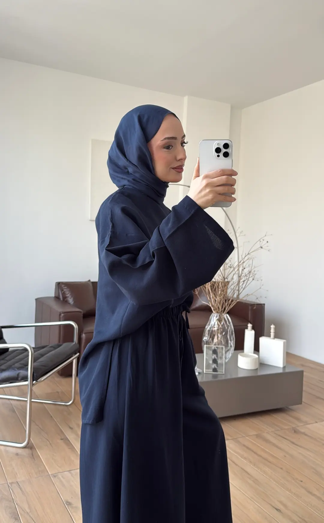 Keten Bol Paça Buluz Takım Lacivert - Görsel 3