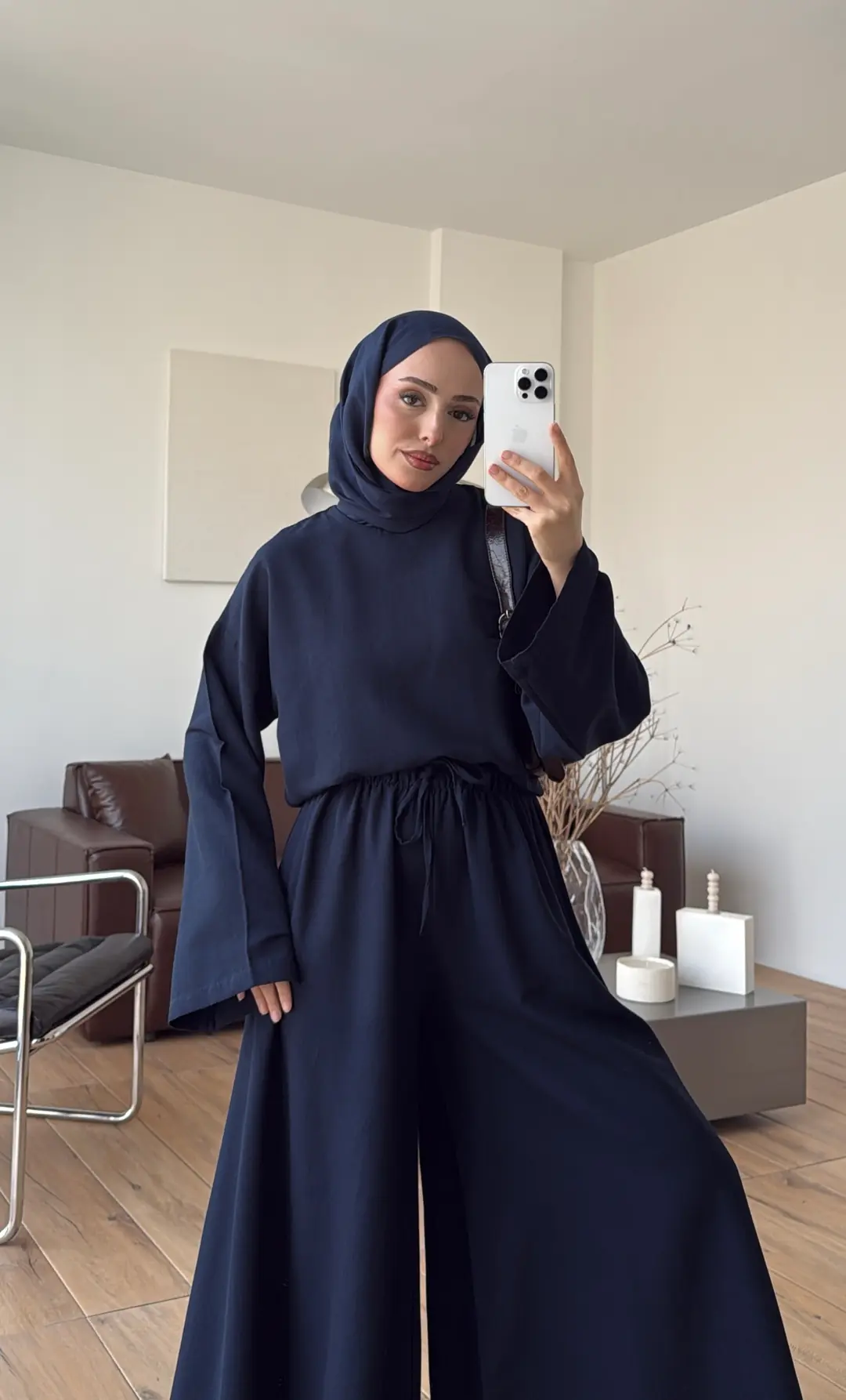 Keten Bol Paça Buluz Takım Lacivert - Görsel 6