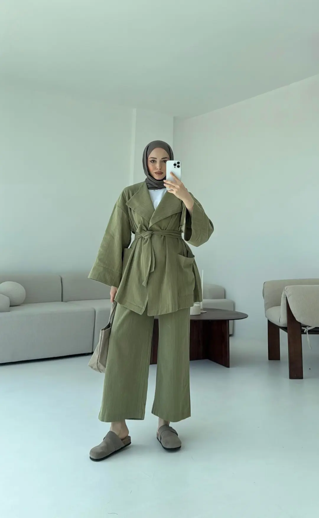 Keten Ceketli Takım Çağla - Görsel 3