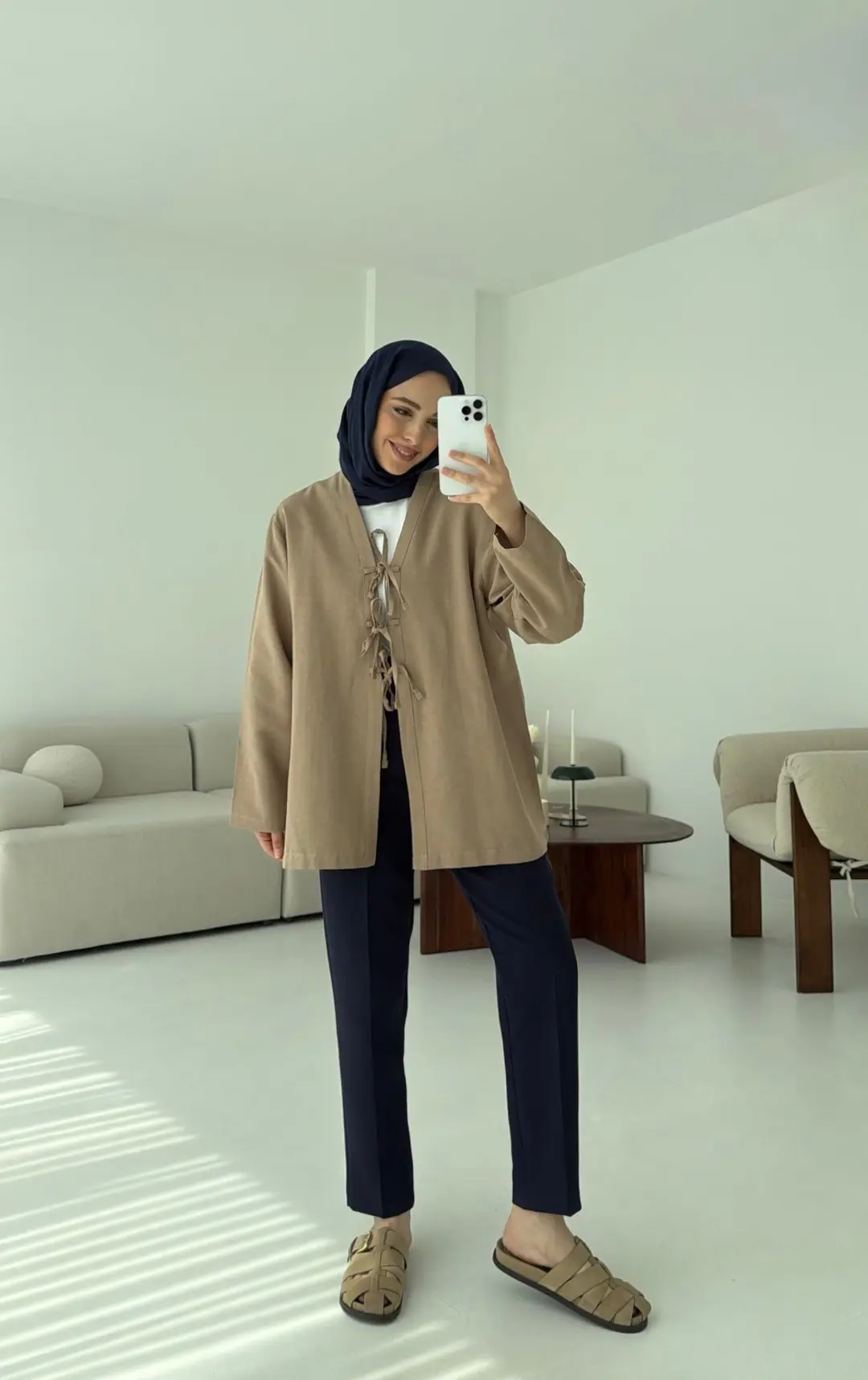 Keten Üç Bağlamalı Kimono Vizon