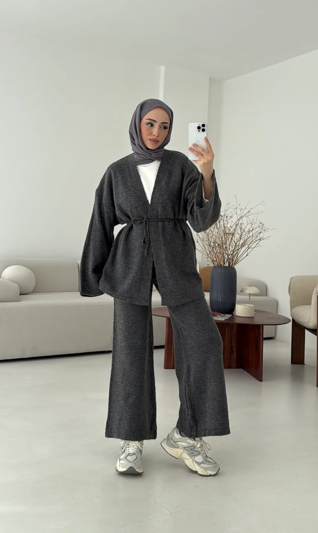 Kimonolu Triko Takım Antrasit - Görsel 5