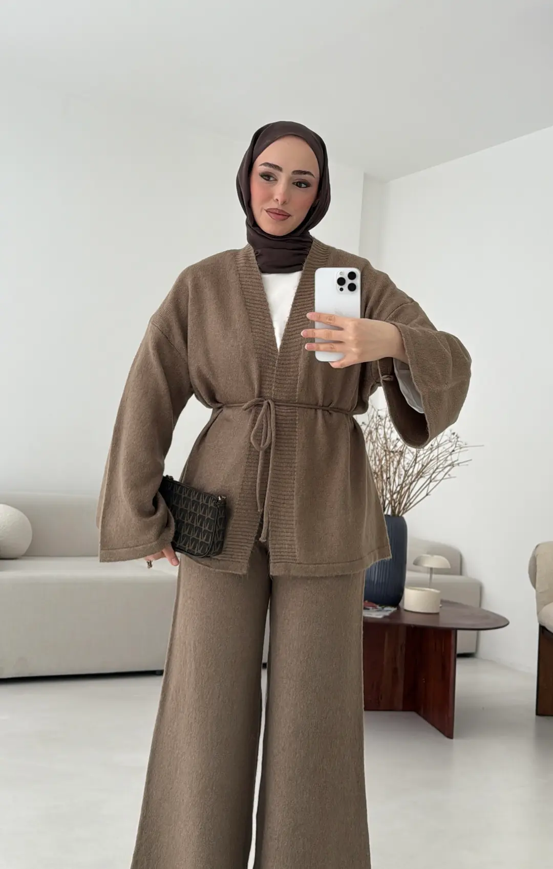 Kimonolu Triko Takım Camel - Görsel 3