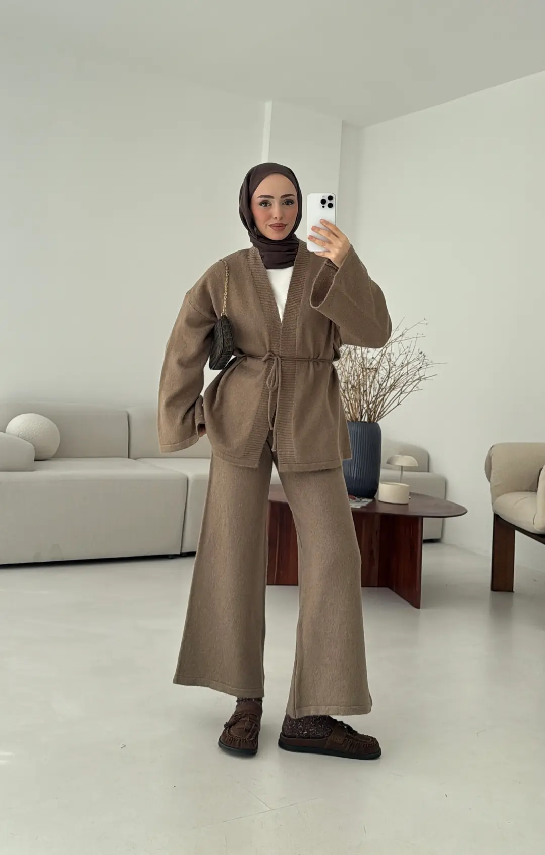 Kimonolu Triko Takım Camel - Görsel 6