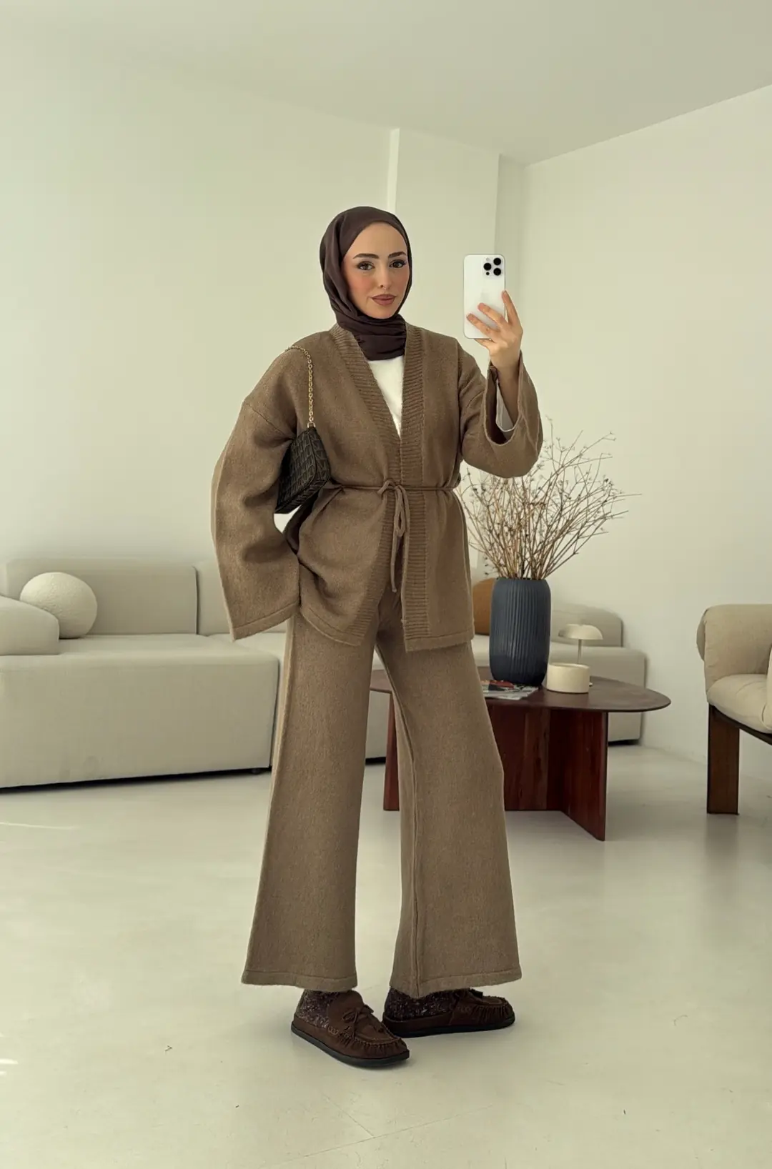 Kimonolu Triko Takım Camel - Görsel 7