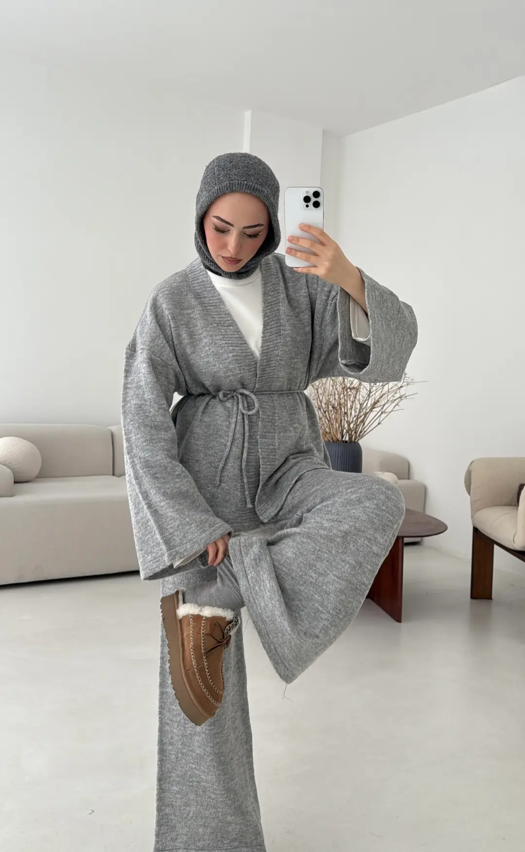 Kimonolu Triko Takım Gri