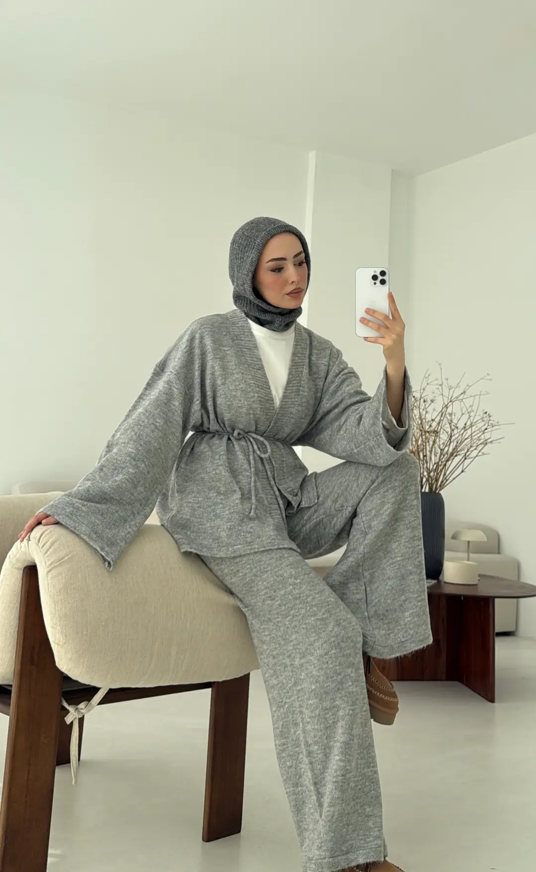 Kimonolu Triko Takım Gri - Görsel 2