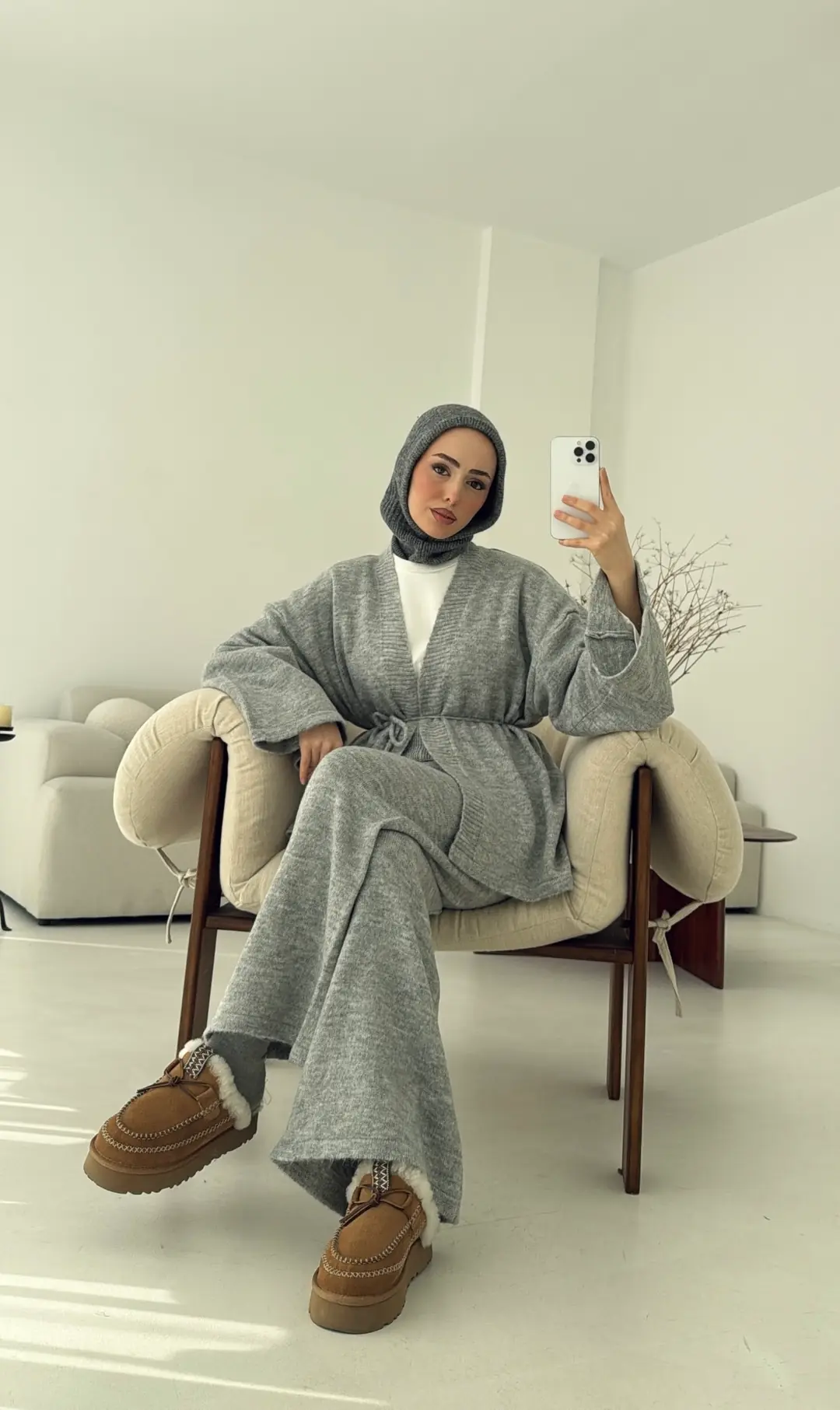 Kimonolu Triko Takım Gri - Görsel 5