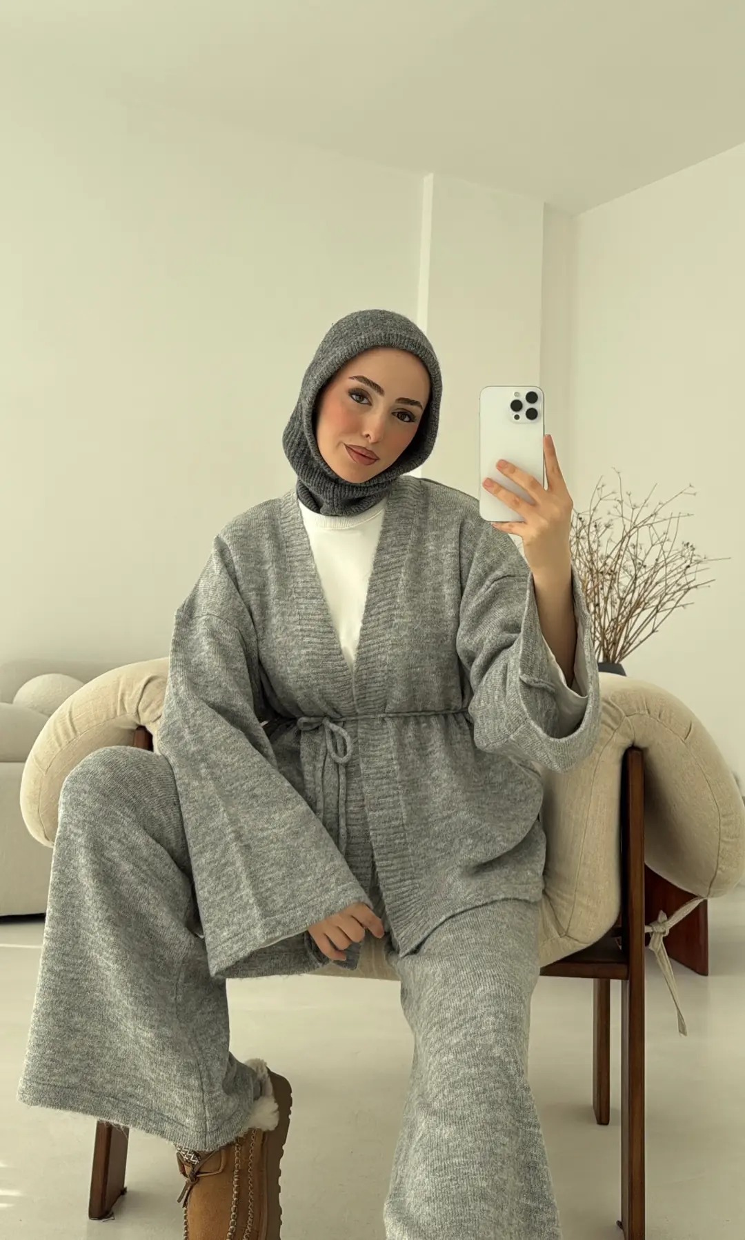 Kimonolu Triko Takım Gri - Görsel 7