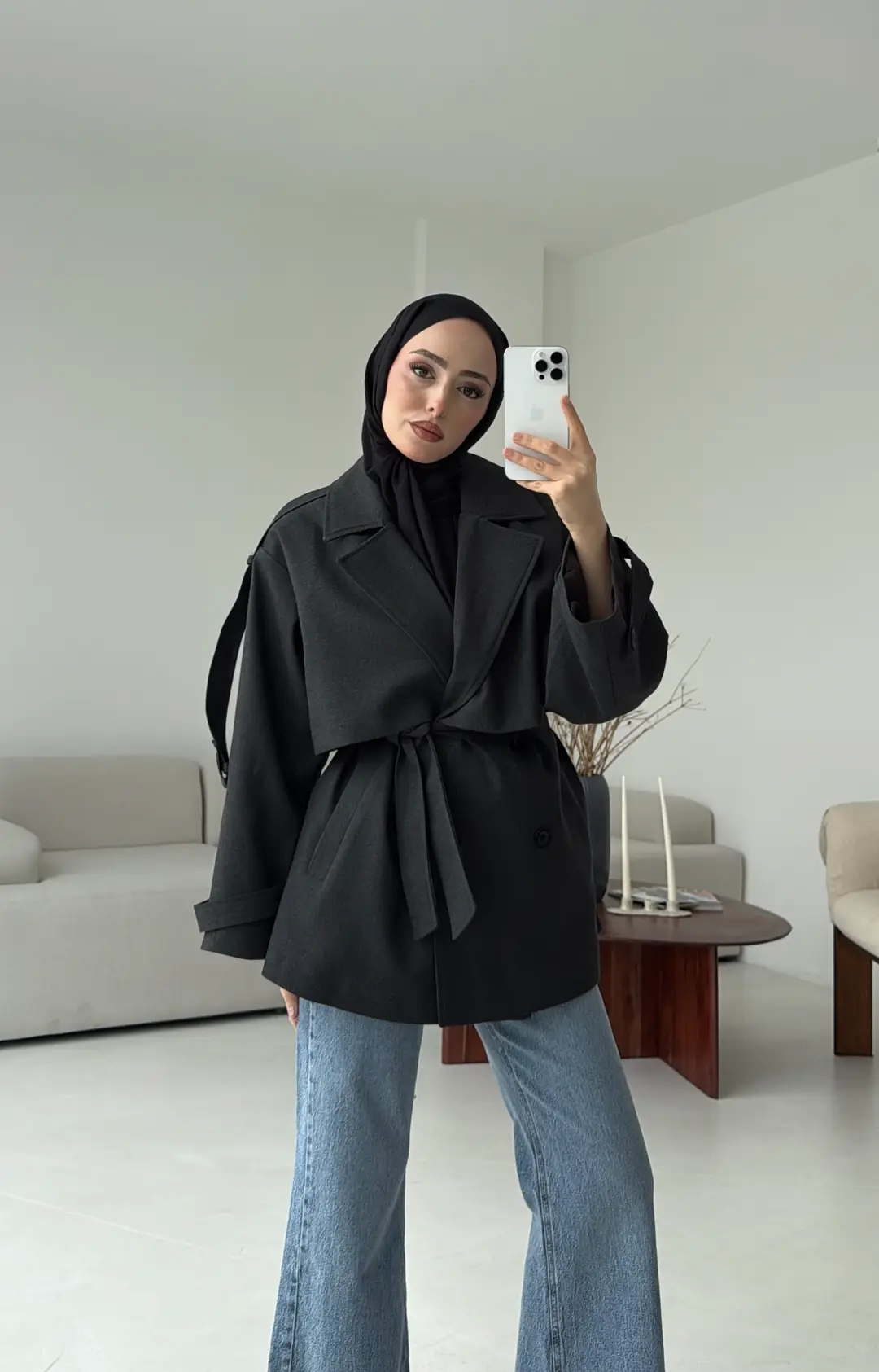 Kısa Trenç Antrasit - Görsel 6