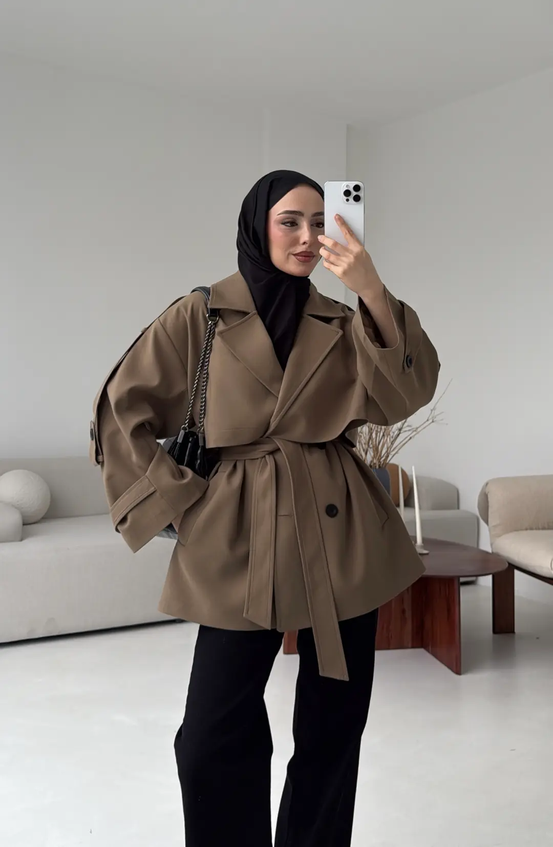 Kısa Trenç Caramel - Görsel 10