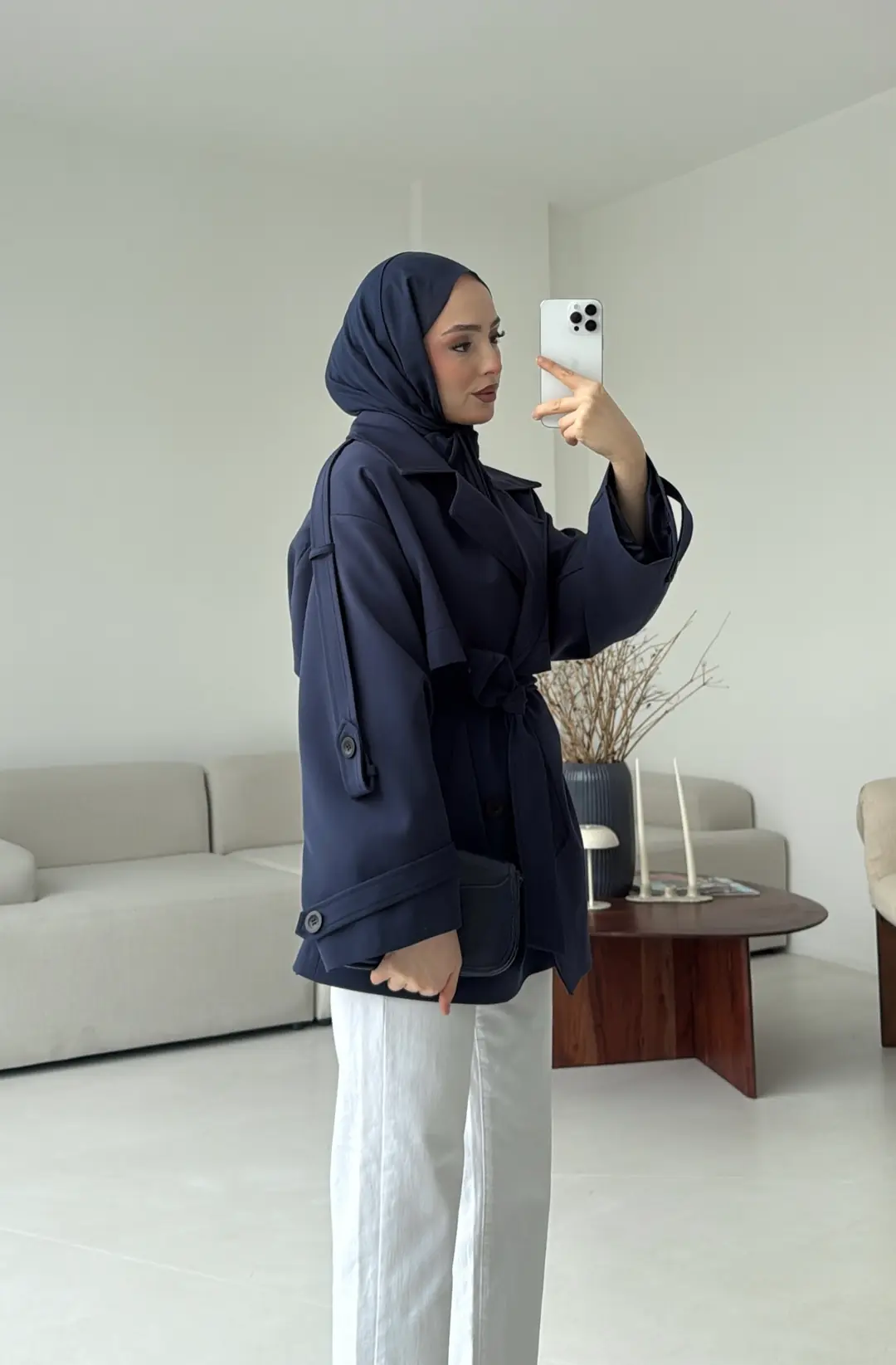 Kısa Trenç Lacivert