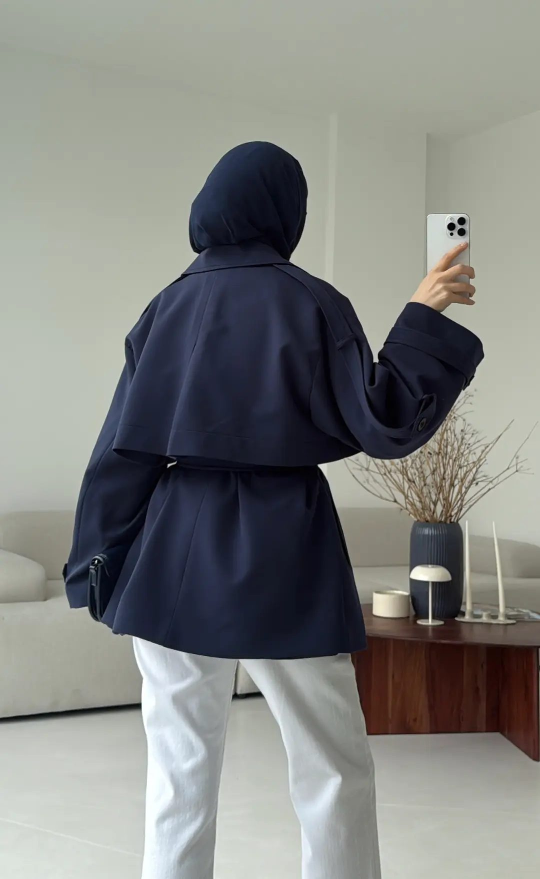 Kısa Trenç Lacivert - Görsel 3