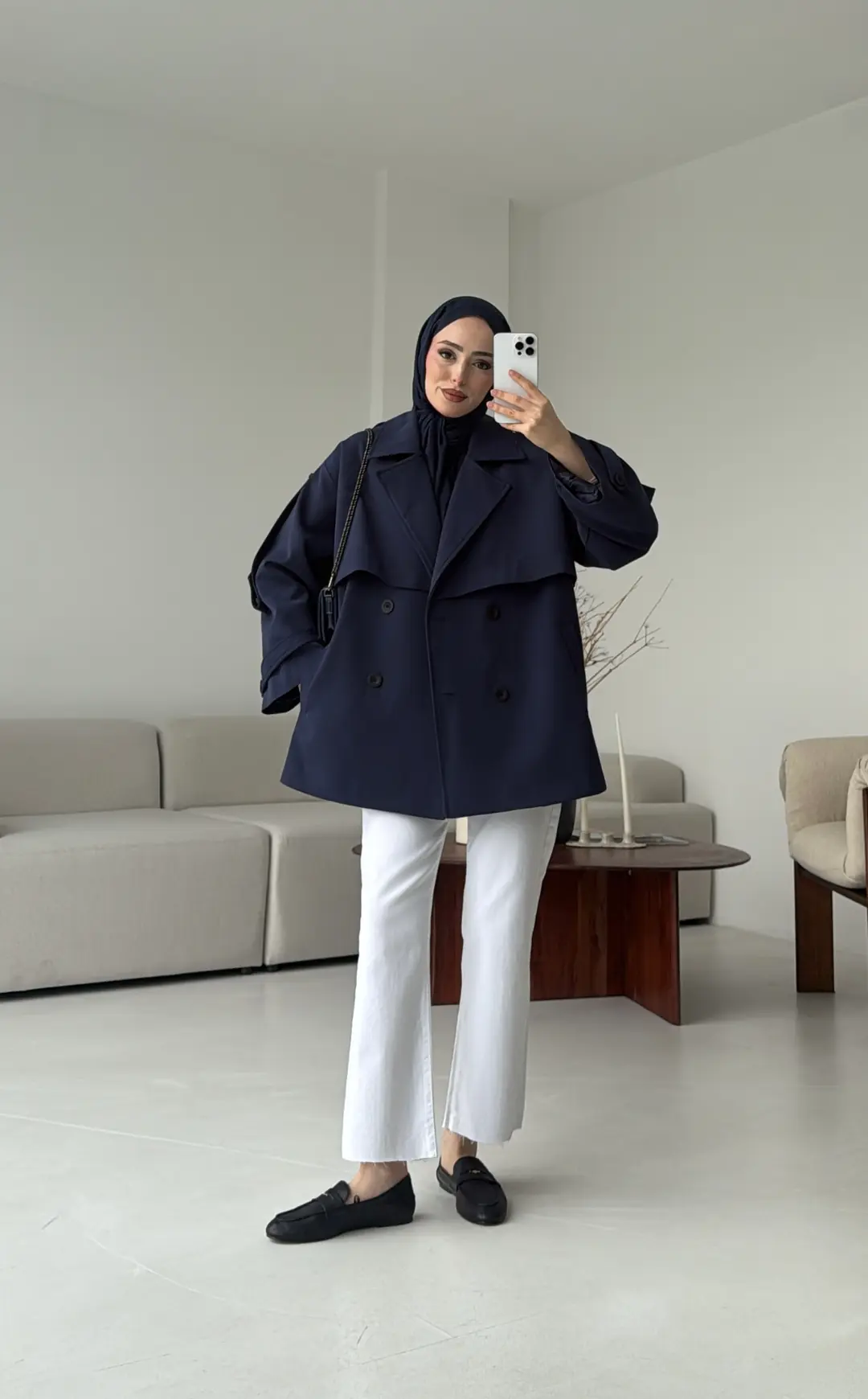 Kısa Trenç Lacivert - Görsel 6