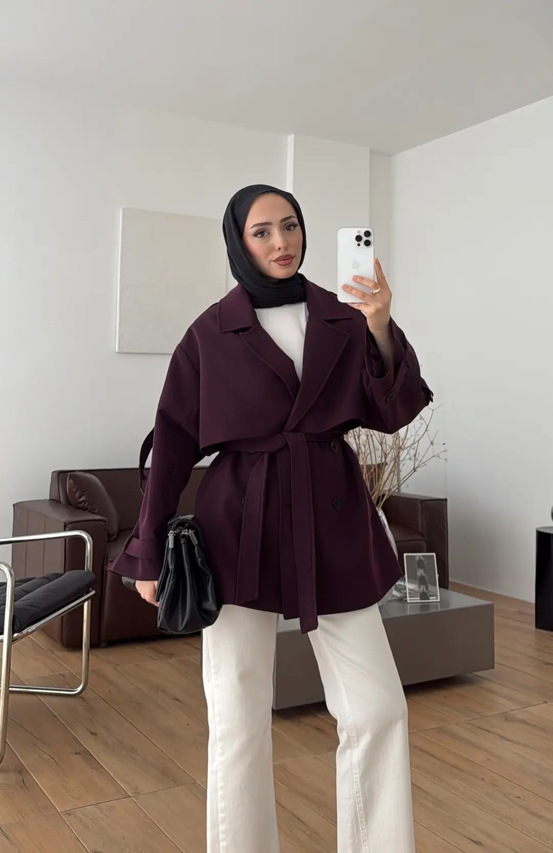 Kısa Trençkot Mürdüm