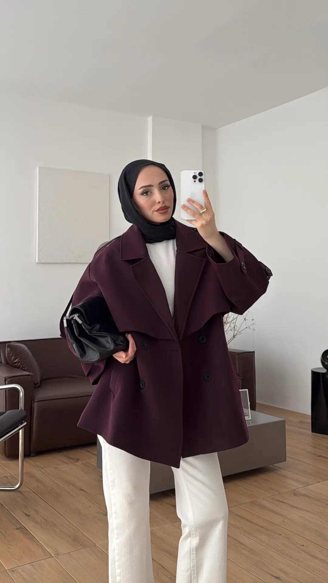 Kısa Trençkot Mürdüm - Görsel 8