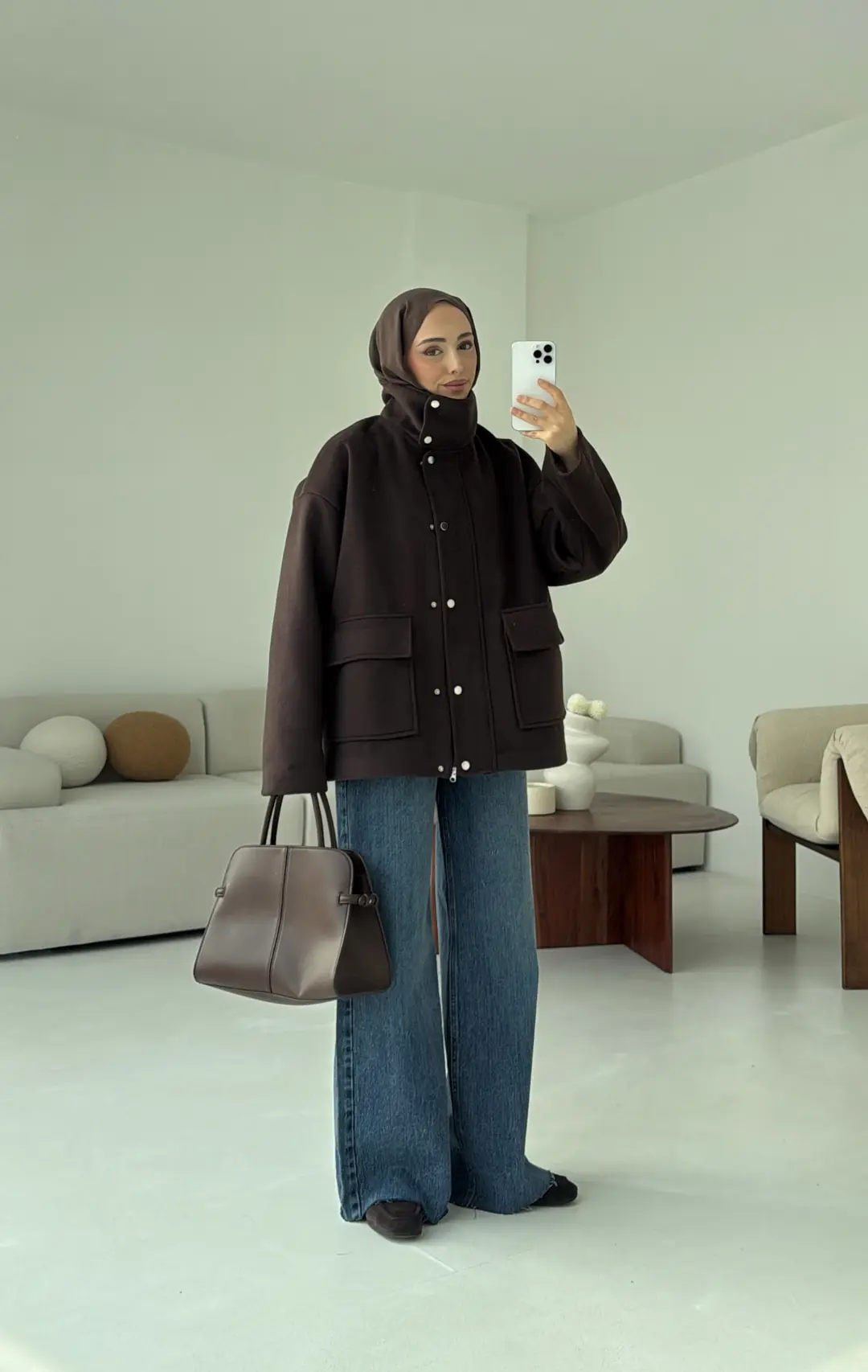 Klapalı Tasarım Kaban Kahve - Görsel 4