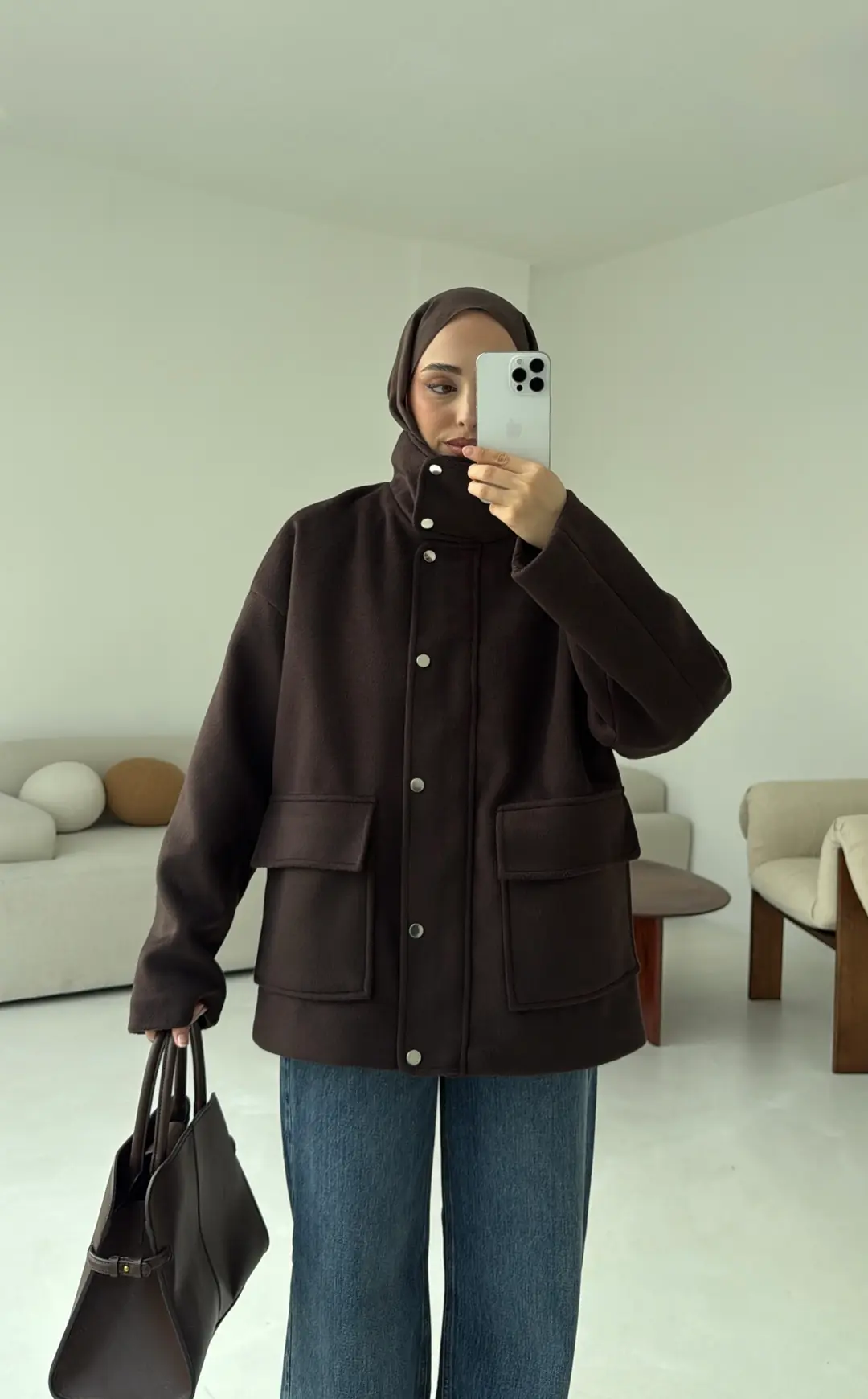 Klapalı Tasarım Kaban Kahve - Görsel 9