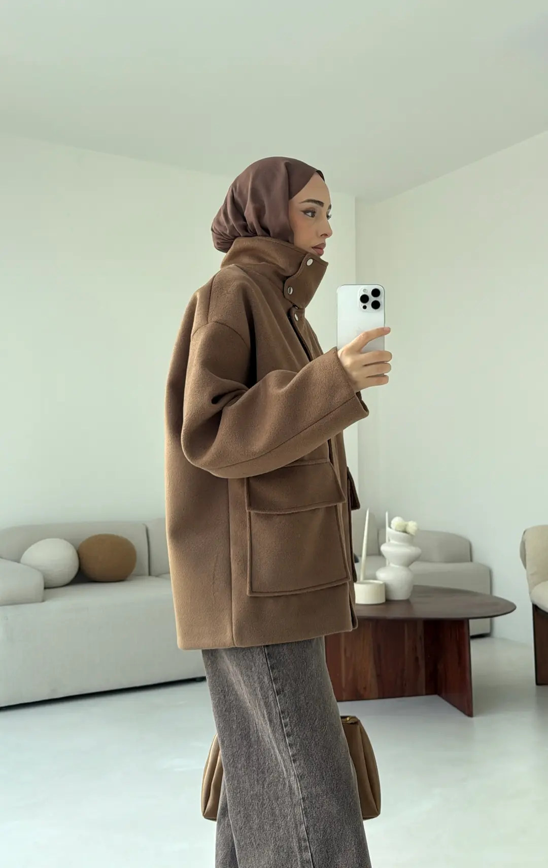 Klapalı Tasarım Kaban Kestane Kahve - Görsel 10