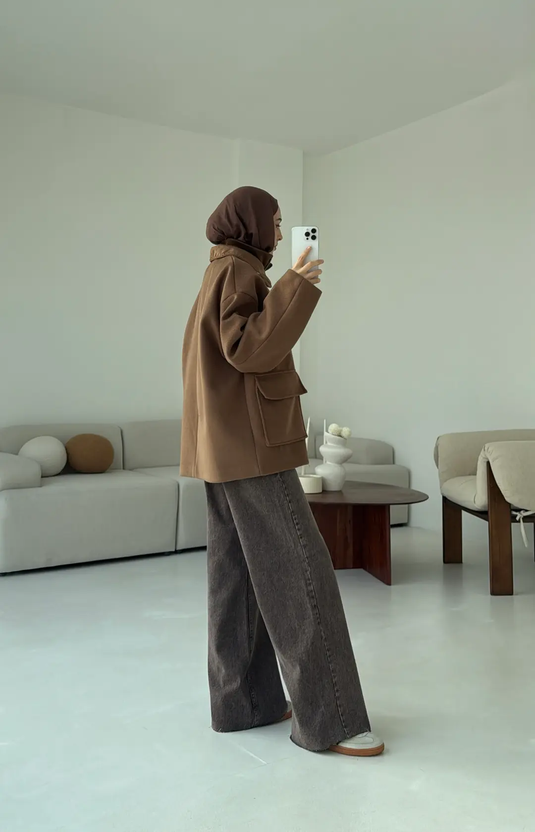 Klapalı Tasarım Kaban Kestane Kahve - Görsel 3