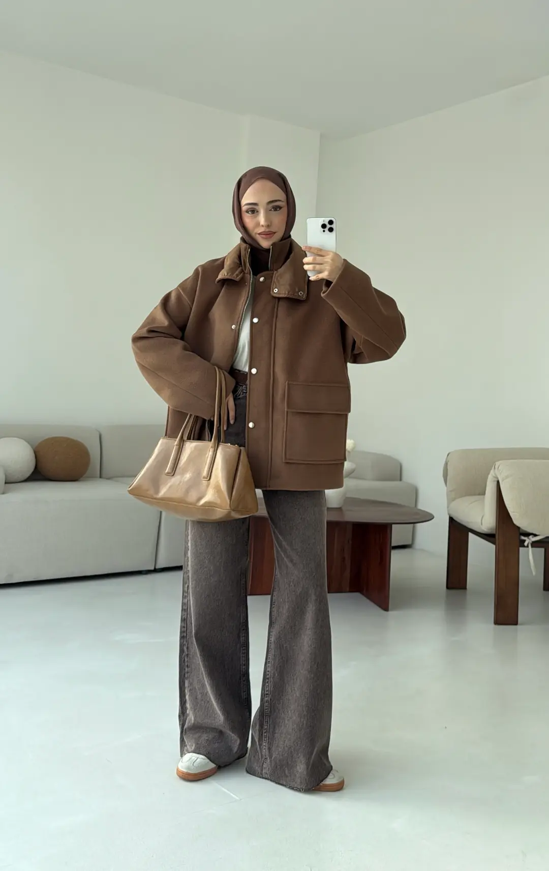 Klapalı Tasarım Kaban Kestane Kahve - Görsel 4