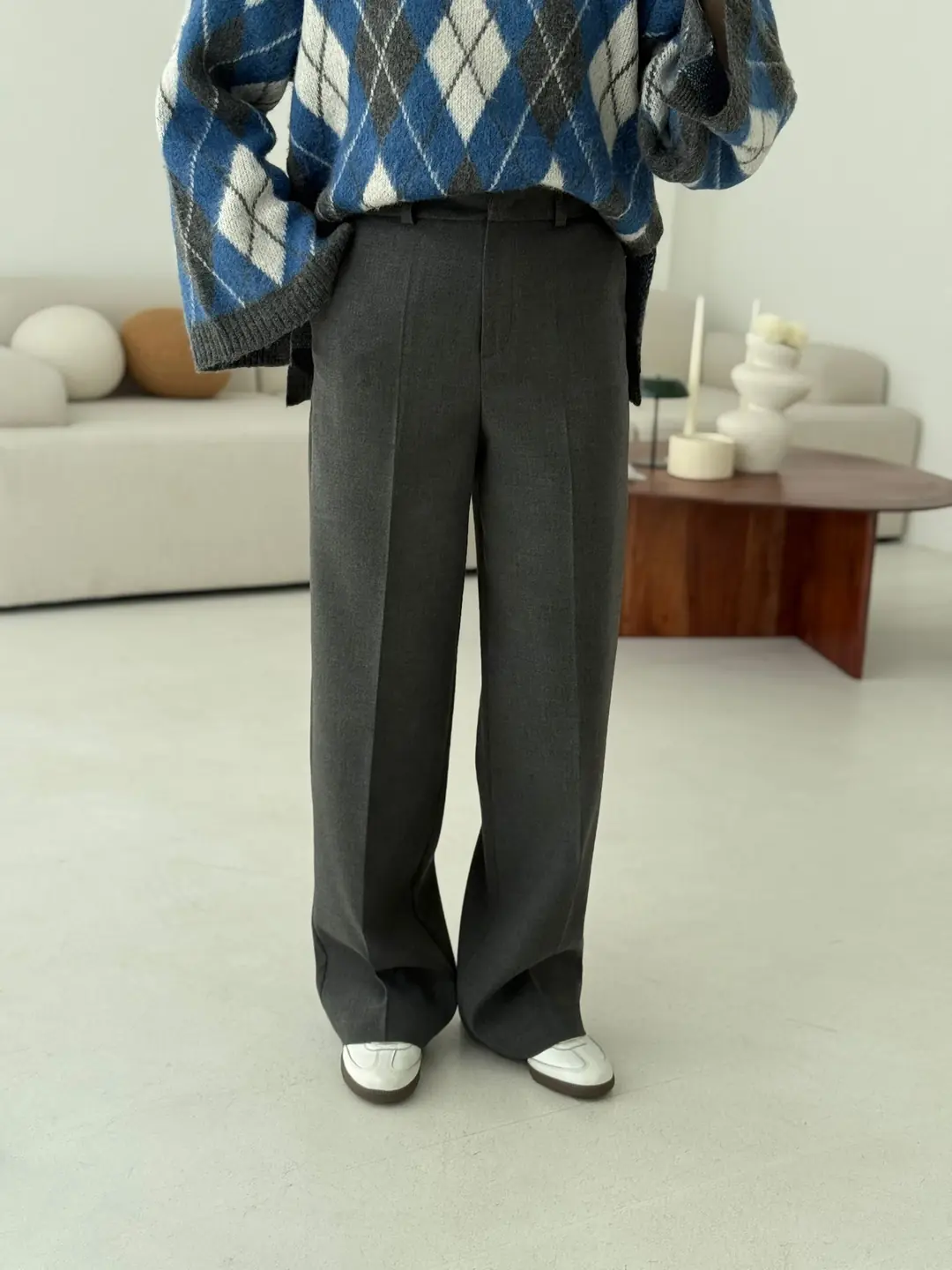 Klasik Tam Boy Pantolon Gri