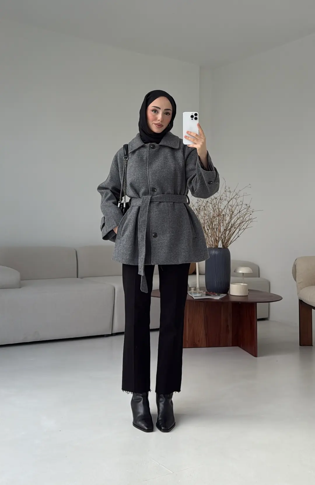 Kol Apoletli Kaşe Kaban Antarasit - Görsel 3