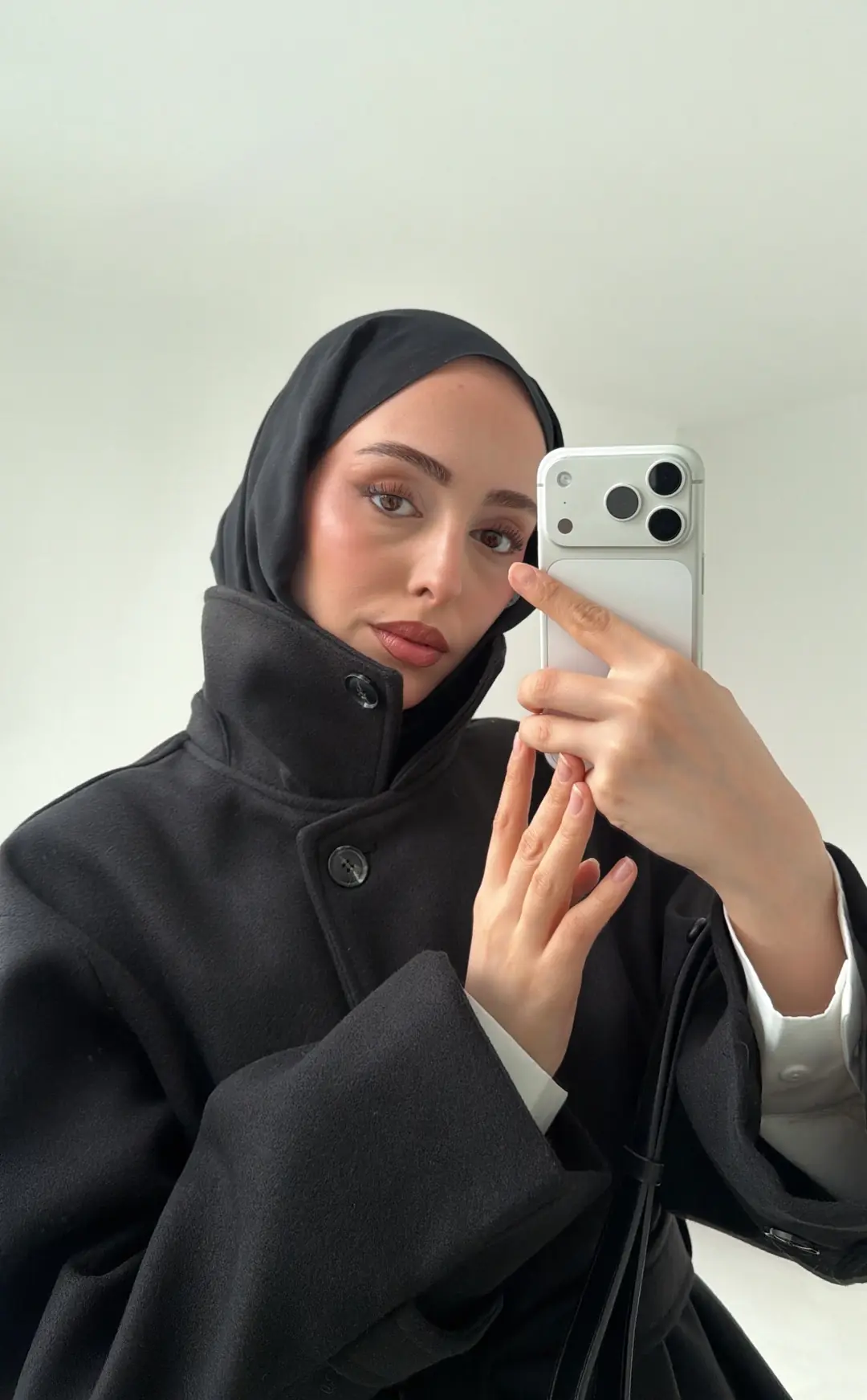 Kol Apoletli Kaşe Kaban Siyah - Görsel 6