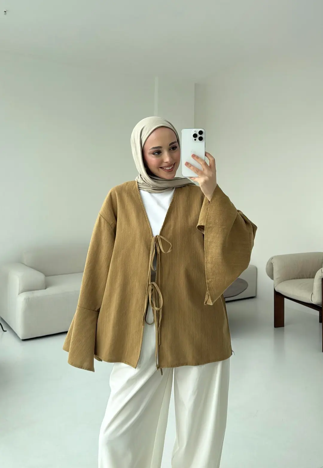 Kol Detay Kimono Hardal - Görsel 3