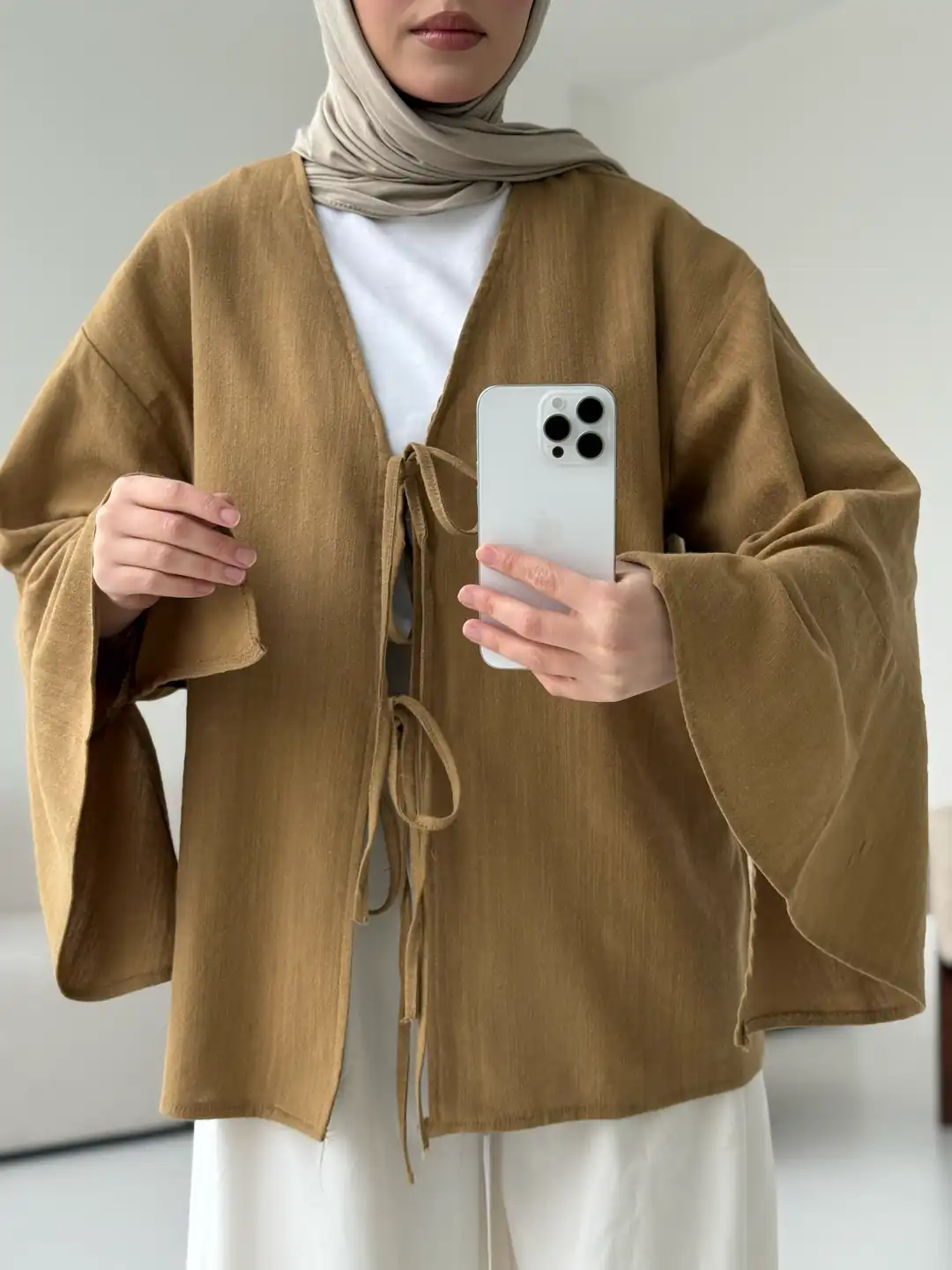 Kol Detay Kimono Hardal - Görsel 8