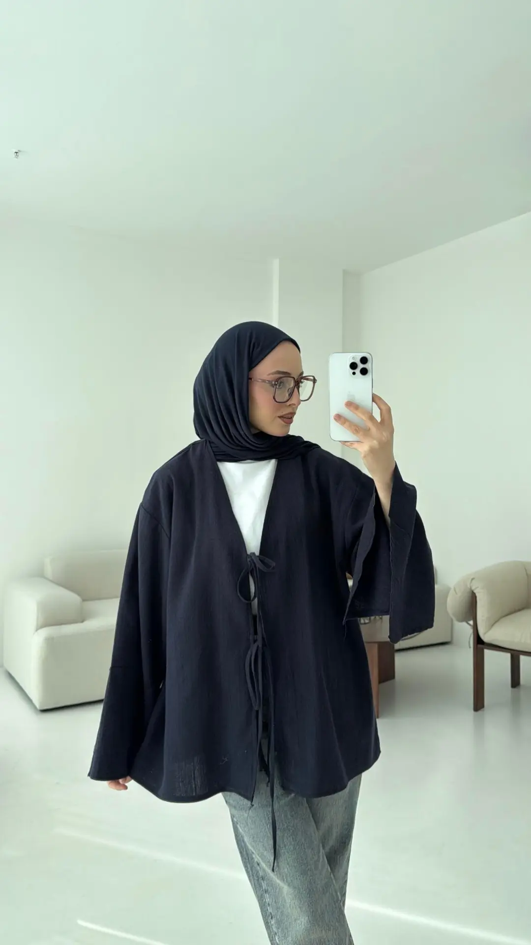 Kol Detay Kimono Lacivert