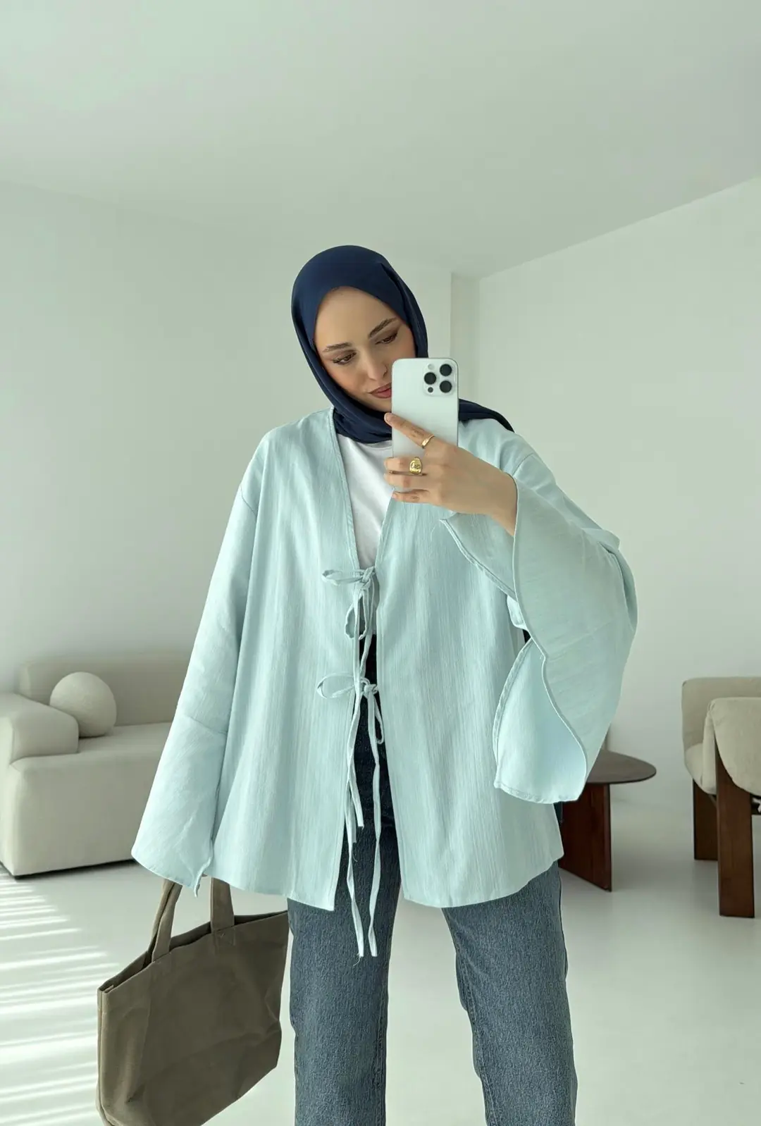 Kol Detay Kimono Mavi - Görsel 2