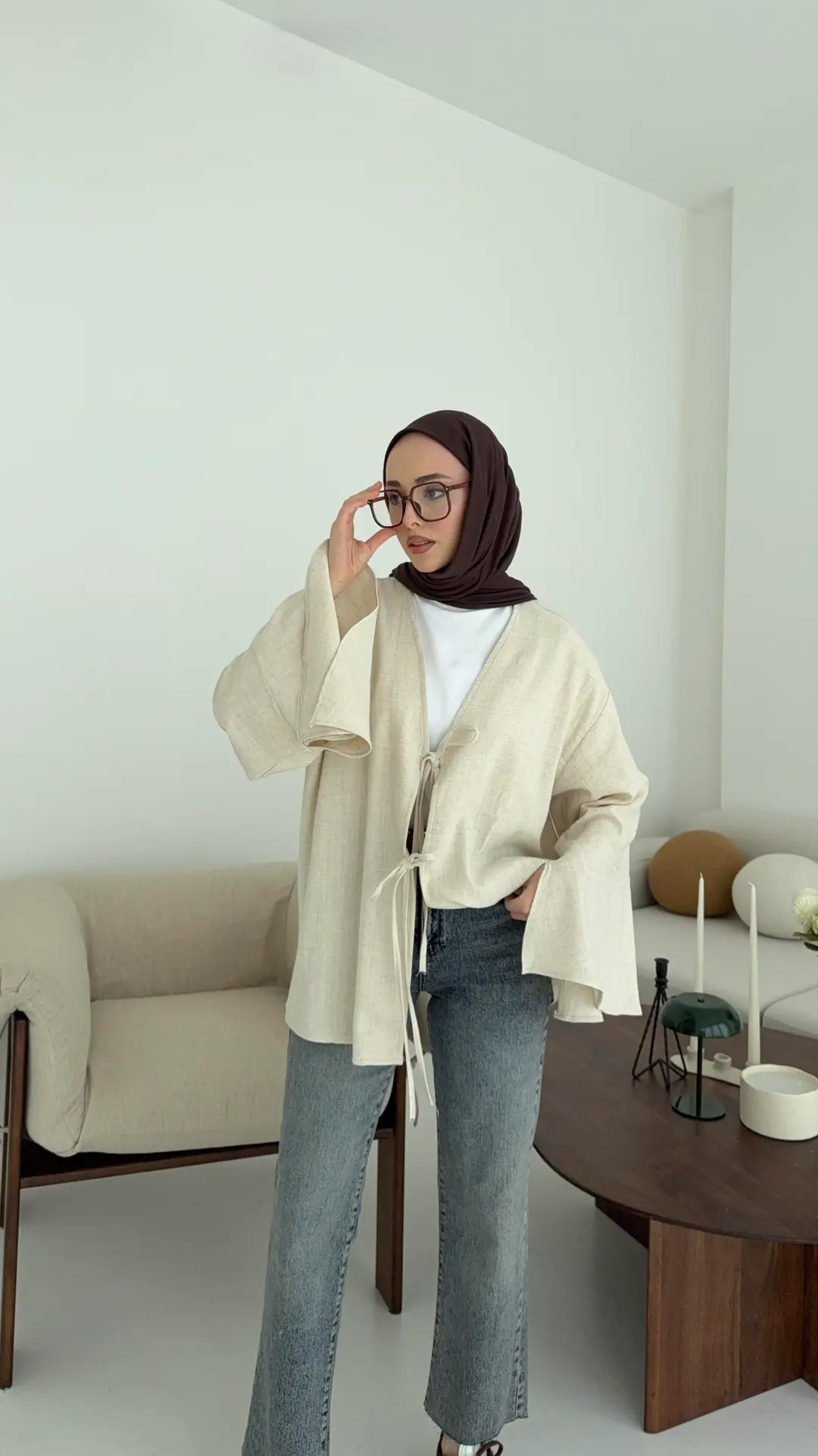 Kol Detay Kimono Natural - Görsel 4