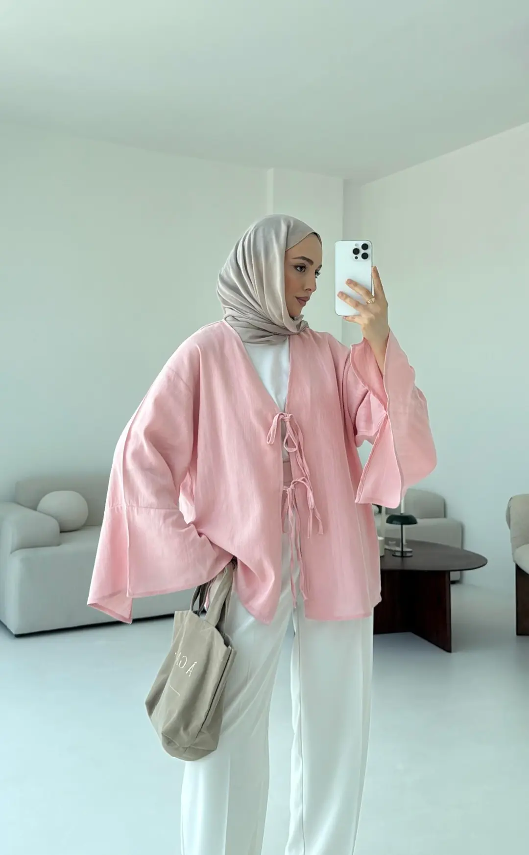 Kol Detay Kimono Pembe - Görsel 3