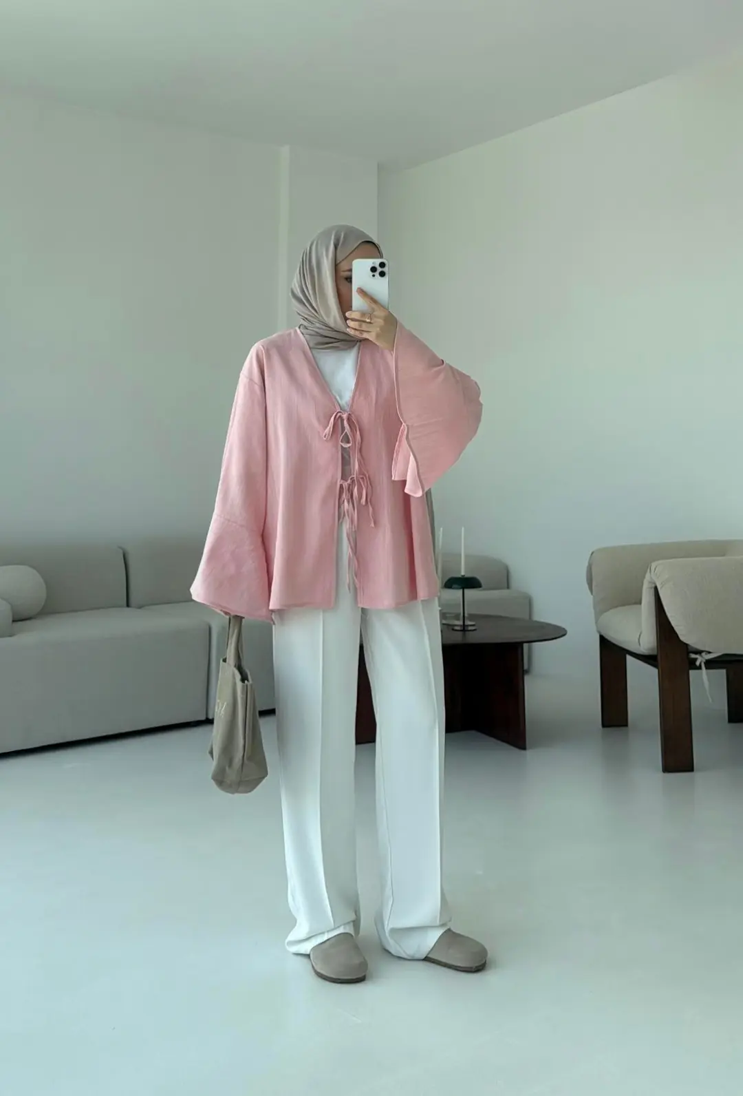 Kol Detay Kimono Pembe - Görsel 8