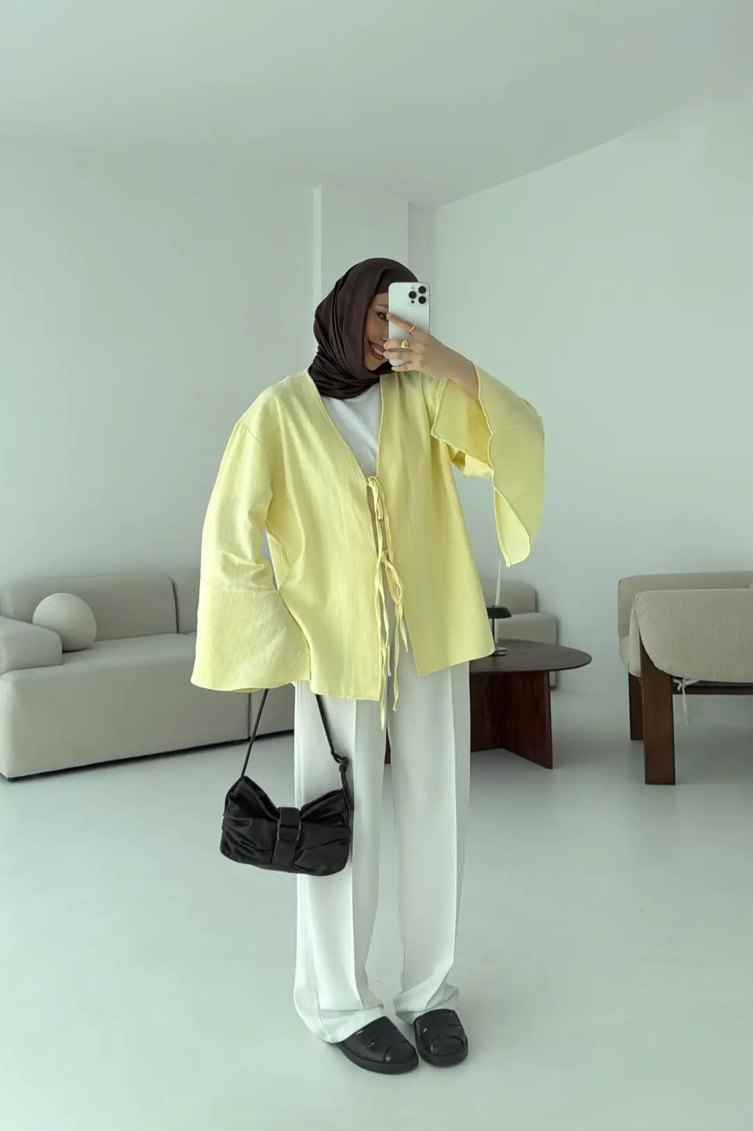 Kol Detay Kimono Sarı