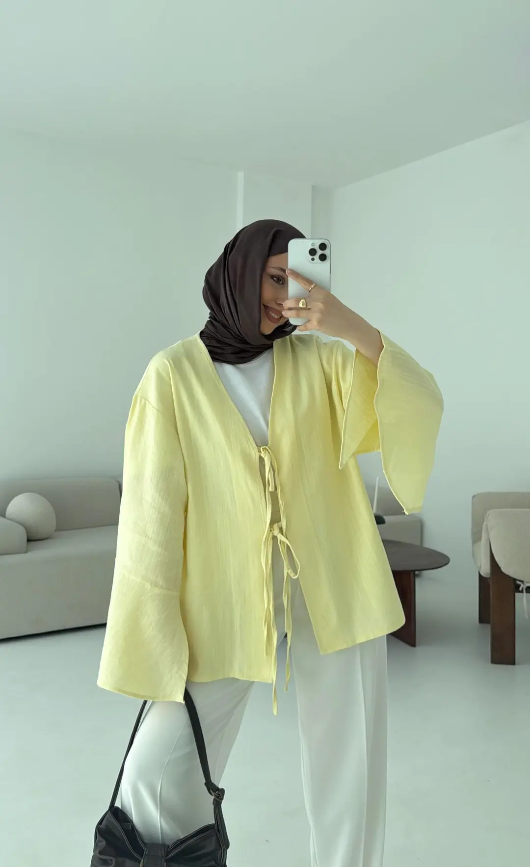 Kol Detay Kimono Sarı - Görsel 2