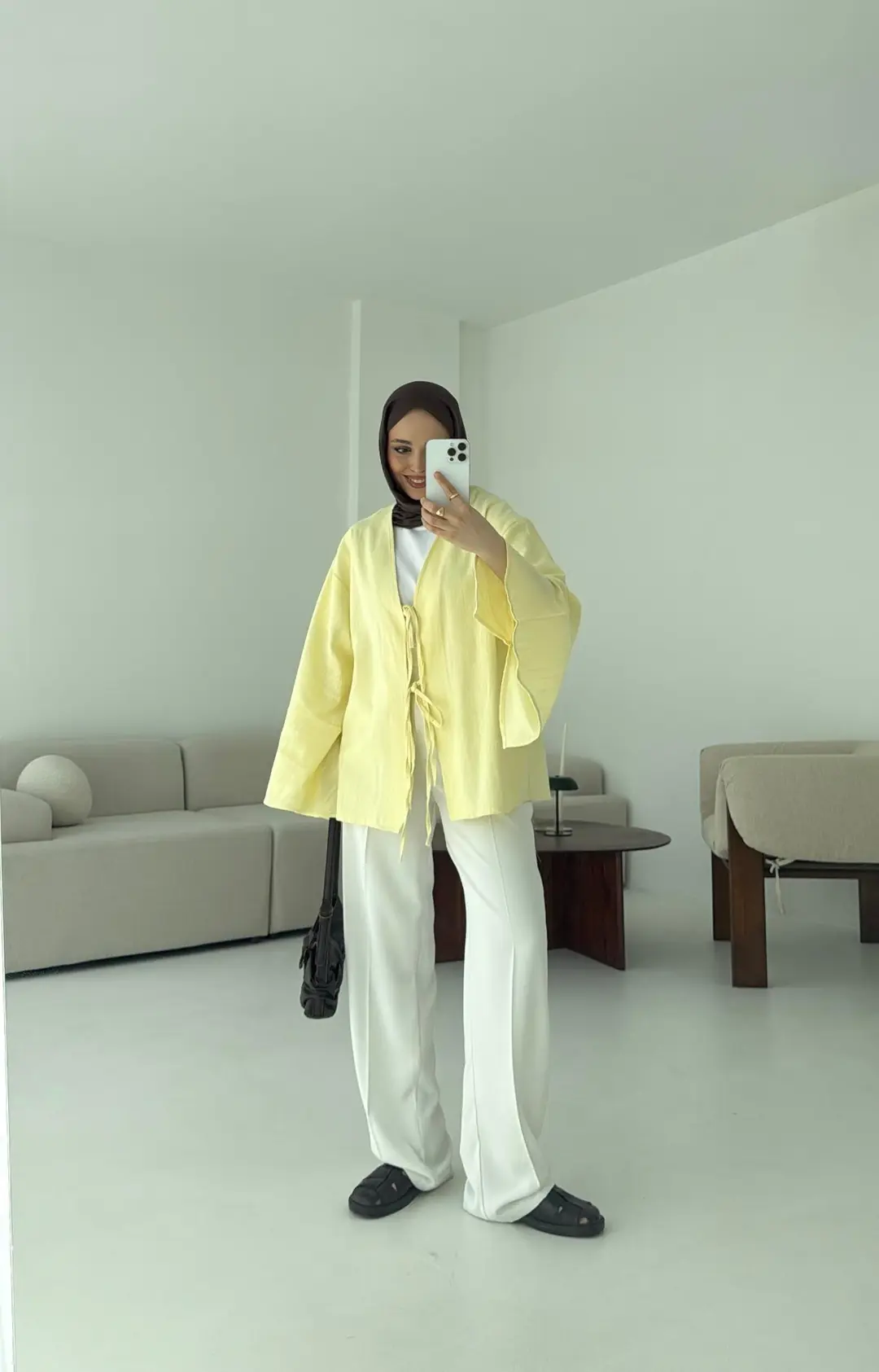 Kol Detay Kimono Sarı - Görsel 4