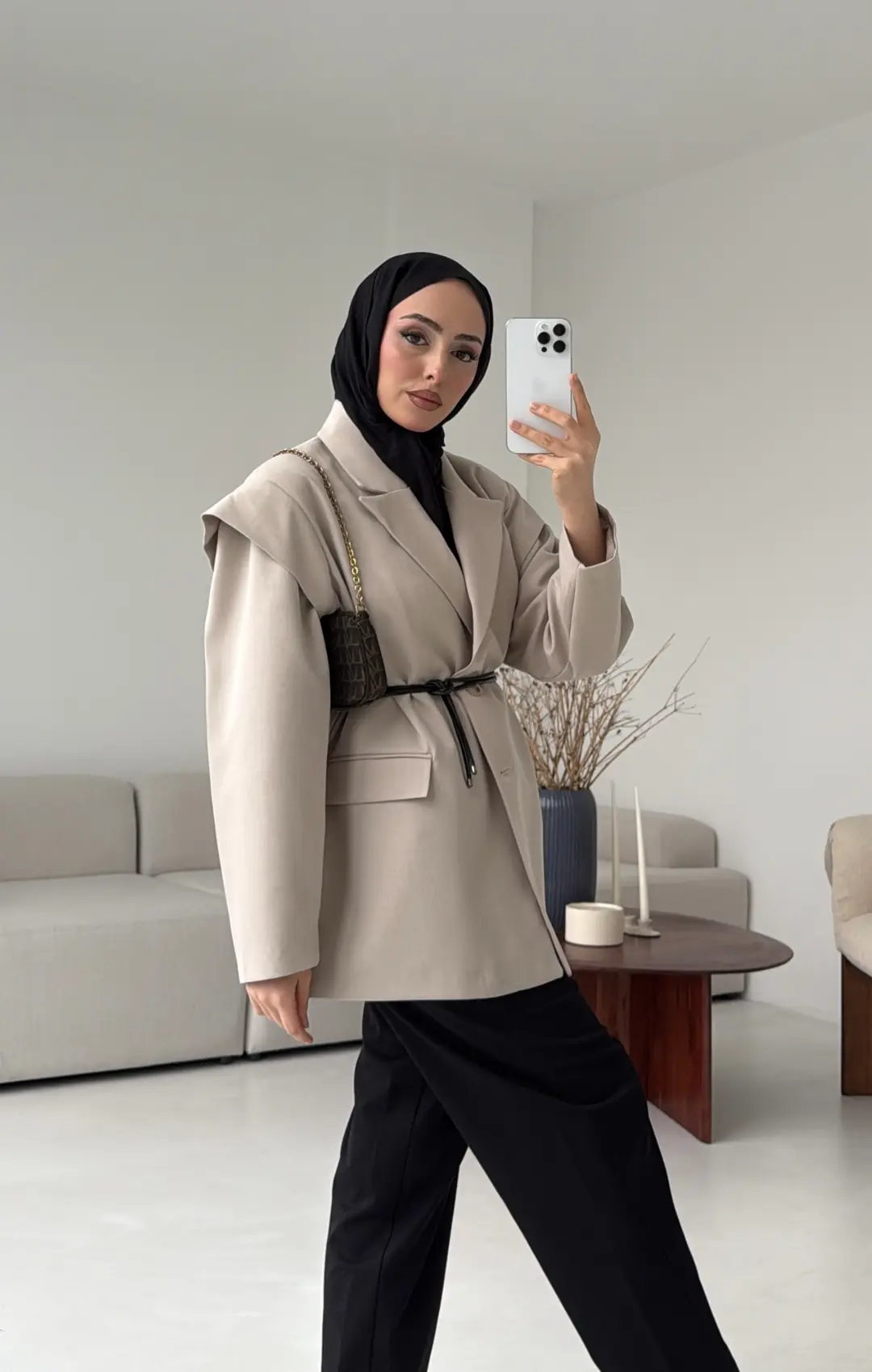 Kol Detay Oversize Ceket Taş - Görsel 5