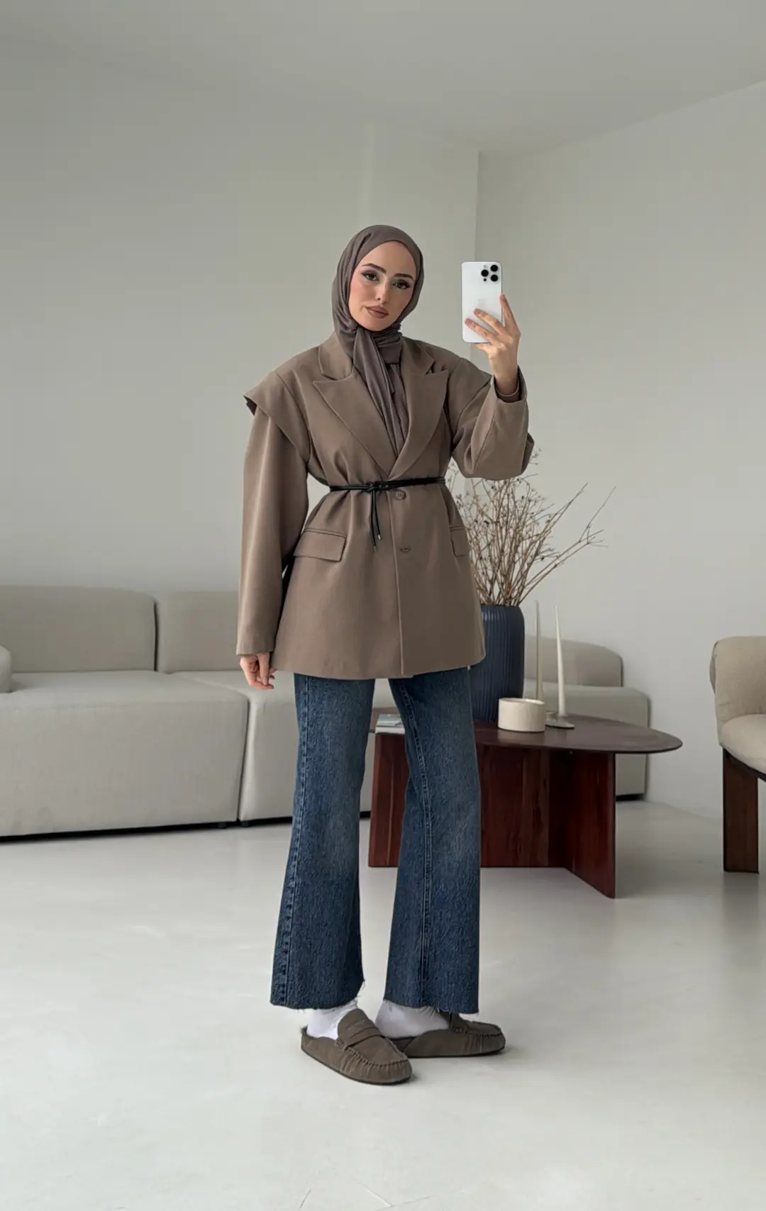 Kol Detay Oversize Ceket Vizon - Görsel 2