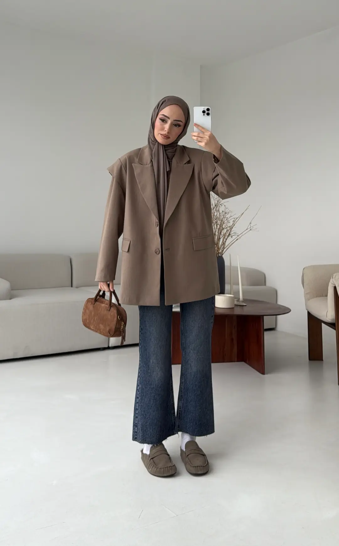 Kol Detay Oversize Ceket Vizon - Görsel 4