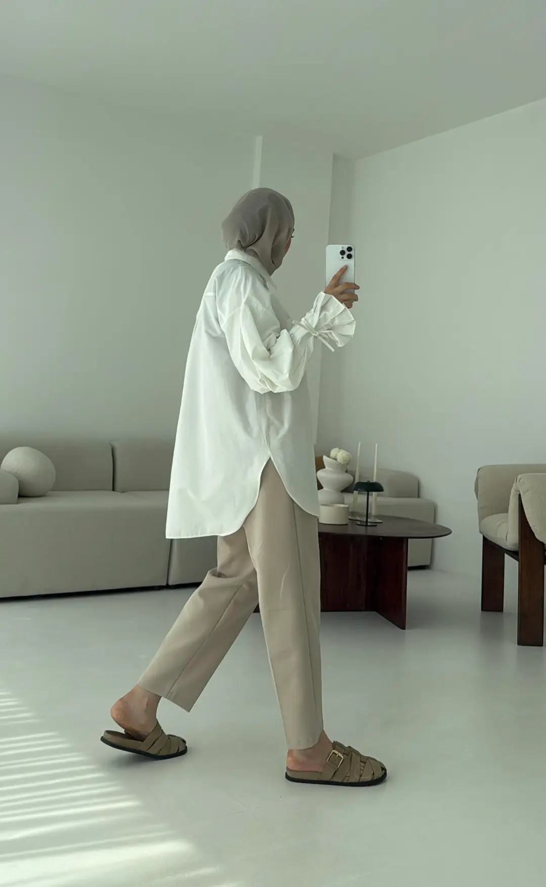 Kol Detay Tasarım Gömlek Beyaz - Görsel 10