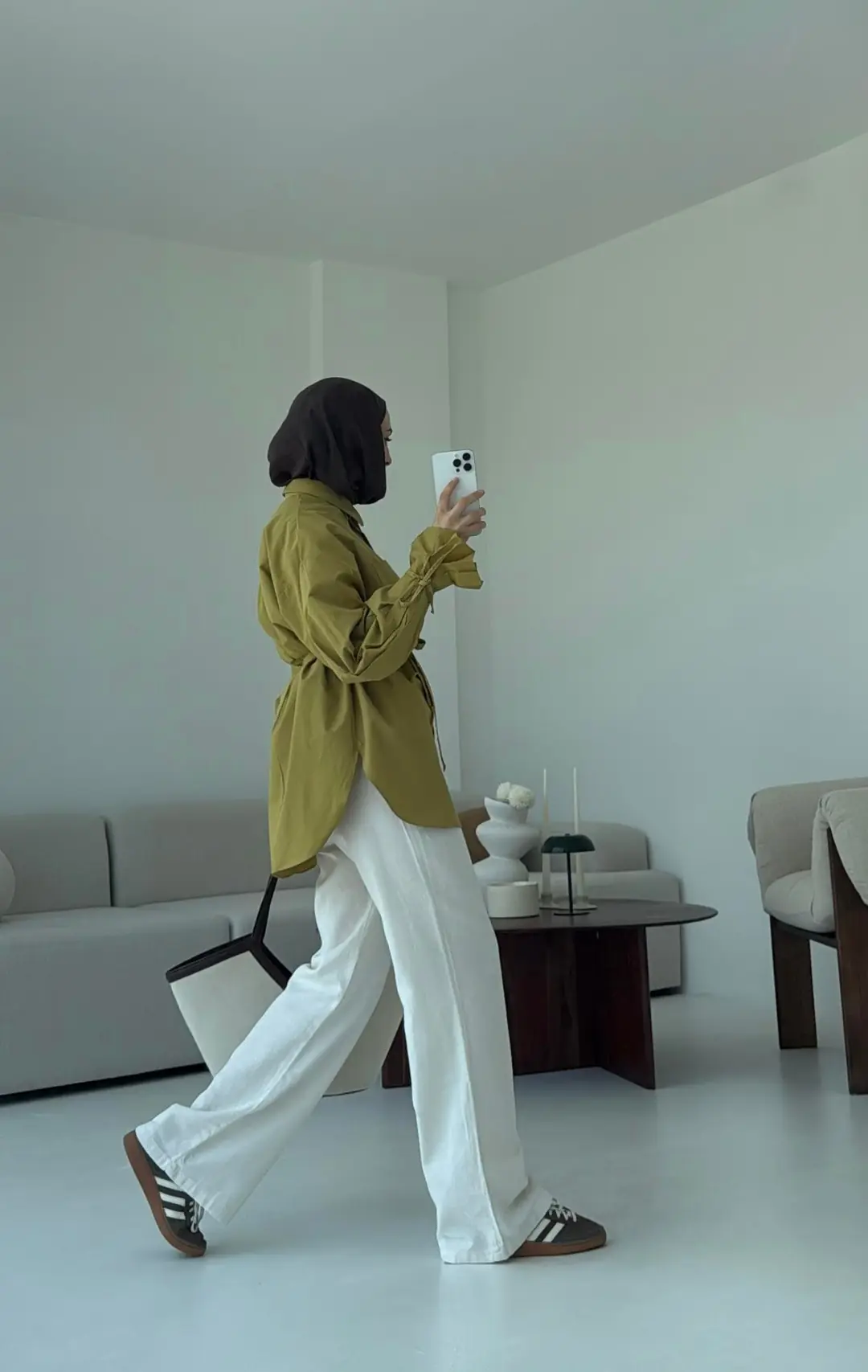 Kol Detay Tasarım Gömlek Olive