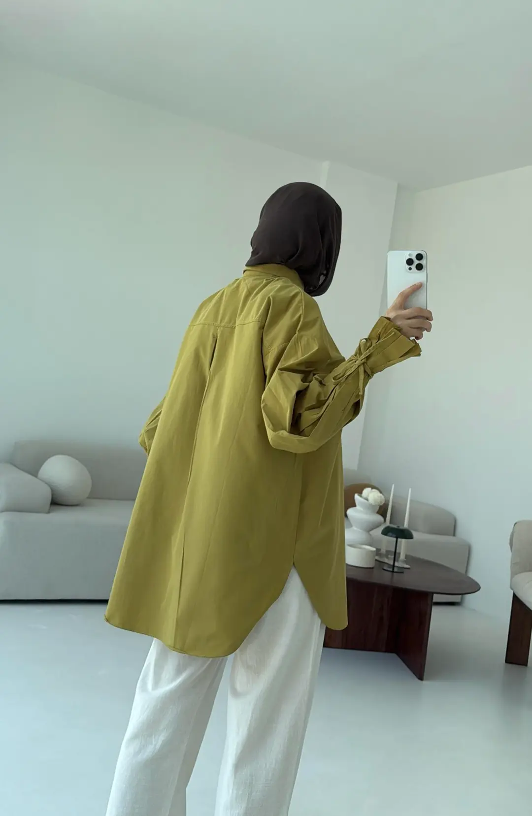 Kol Detay Tasarım Gömlek Olive - Görsel 7